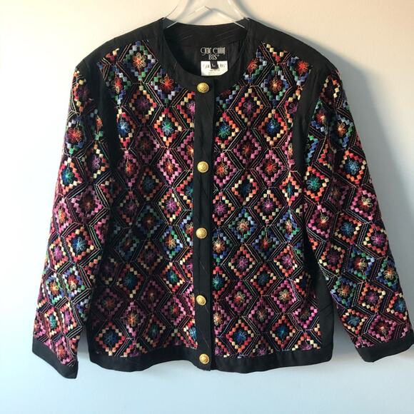 Gene Ewing Embroidered Jacket Rainbow Geometric L - Picture 1 of 9